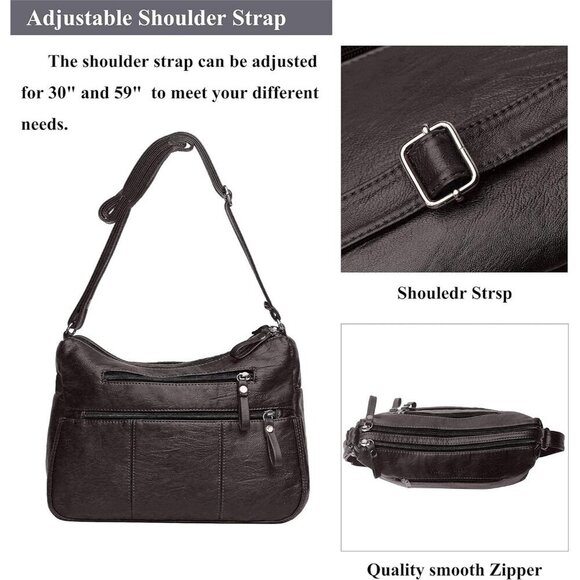 🆕Volganik Rock PU Leather Shoulder Bag Women Brown Soft Pocketbooks Purse - Picture 7 of 7